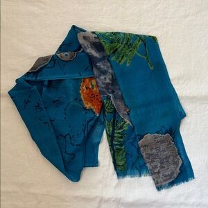 Vibrant Blue Floral Scarf/Wrap